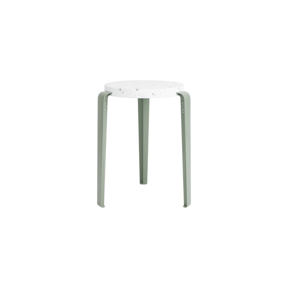 Sgabello Lou metallo grigio / Plastica riciclata Venezia - H 45 cm - TIPTOE - Grigio eucalipto / Bianco variegato - Acciaio termolaccato, Plastica riciclata