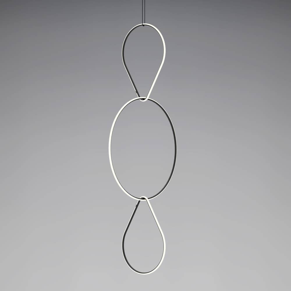 Sospensione Arrangements 4 LED metallo bianco nero / 3 elementi - H 240 x L 100 cm - Flos - Bianco & Nero - alluminio verniciato, policarbonato