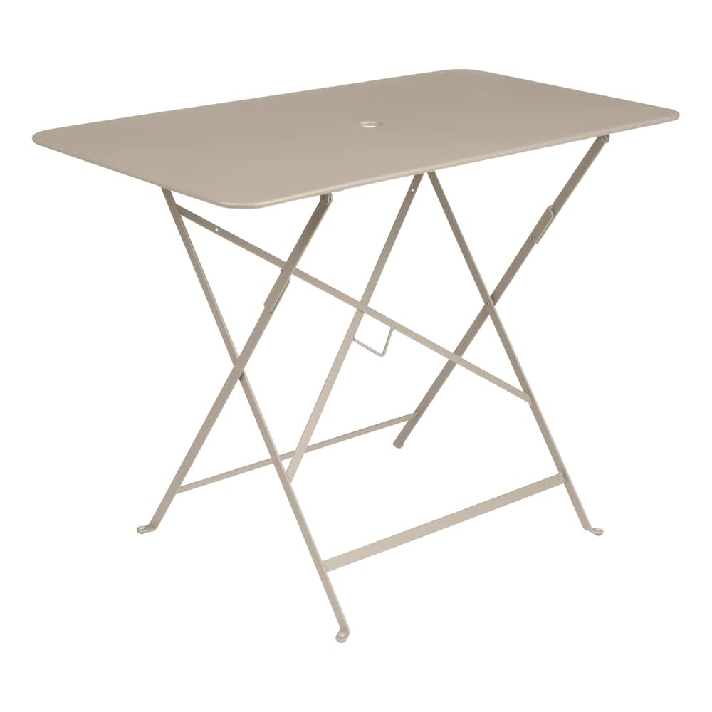 Table pliante Bistro métal beige / 97 x 57 cm - 4 personnes - Trou parasol - Fermob - Muscade - Acier peint