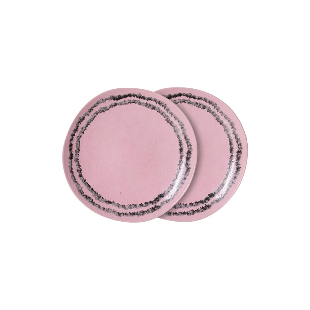 Piatto da dessert 70s ceramics ceramica rosa / Set di 2 - Ø 22 cm - HK LIVING - Bolla di sapone - Gres smaltato