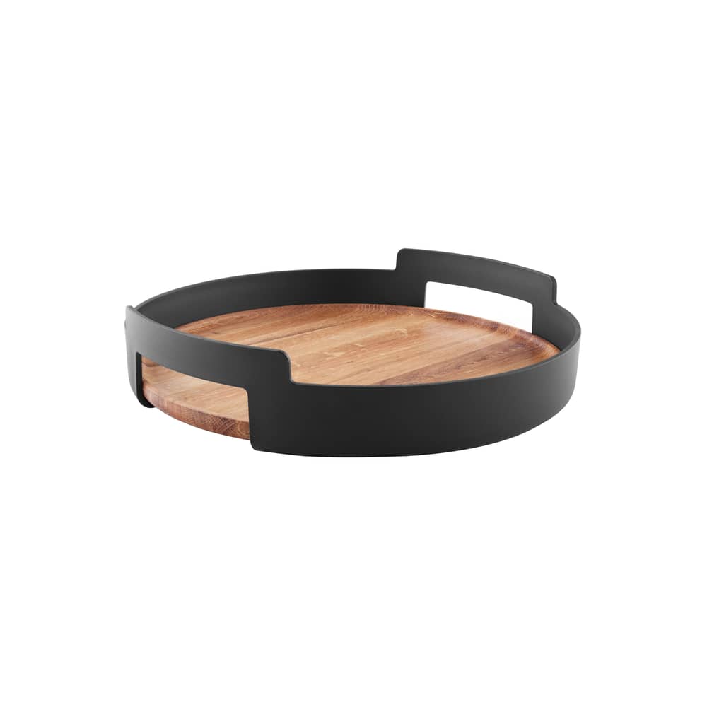 Plateau Nordic Kitchen bois naturel / Ø 35 cm - Eva Trio - Noir / Bambou - Bambou carbonisé, Plastique