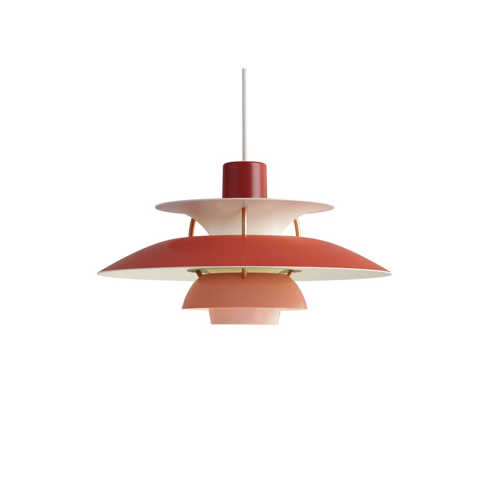 Suspension PH 5 Mini métal rouge / Ø 30 cm - Louis Poulsen - Rouge / Tiges bronze - Aluminium