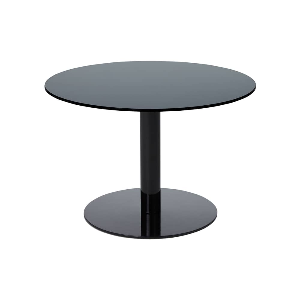 Table basse Flash verre noir / Ø 60 x H 40 cm - Tom Dixon - Noir / Pied noir - Acier laqué, Verre