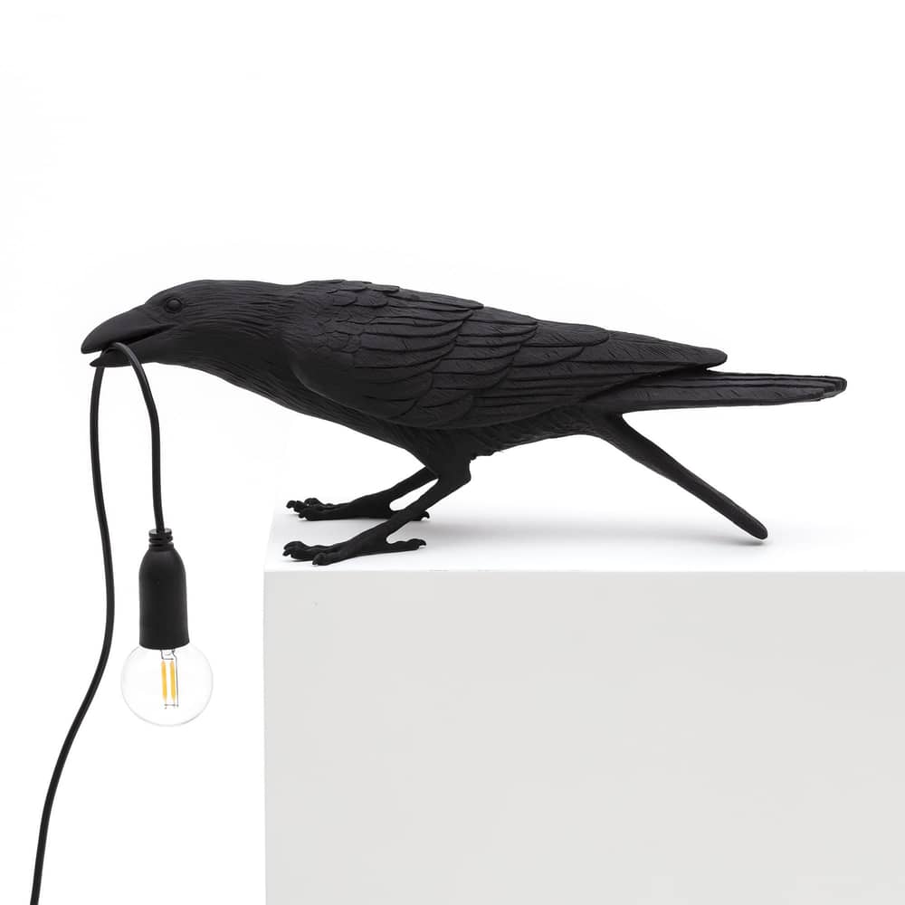 Bird Playing / Corbeau joueur Table lamp plastic material black / Playful raven - Seletti - Playful raven / Black - Resin