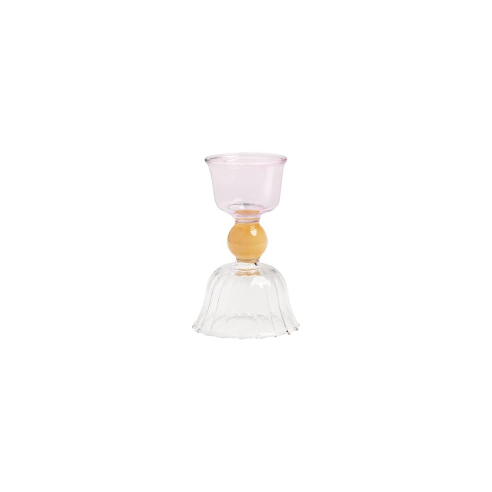 Bougeoir Perle Small verre multicolore / H 10 cm - & klevering - H 10 cm / Rose & jaune - Verre