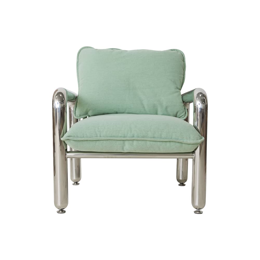 Fauteuil rembourré Chrome tissu vert - HK LIVING - Menthe (toile) / Chromé - Acier, Coton, Mousse