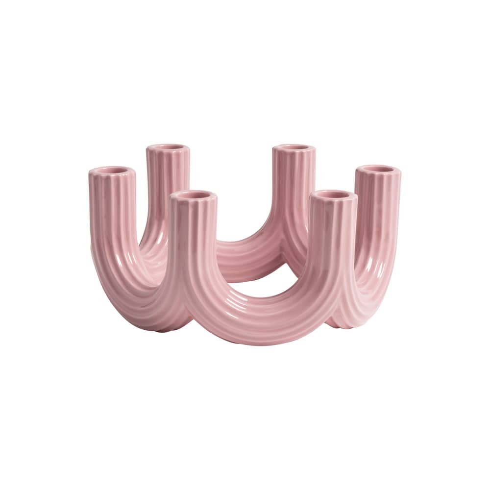 Kerzenleuchter Churros keramik rosa / Ø 23.5 x H 11 cm - Keramik - & klevering - Rosa - Keramik