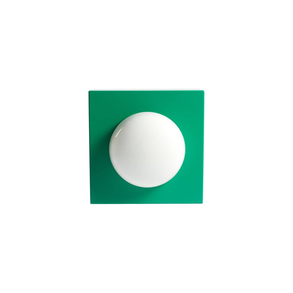 Lampe de table Hublot métal vert / Sans pied - 45 x 45 cm - Axel Chay - Vert - Acier laqué, Verre