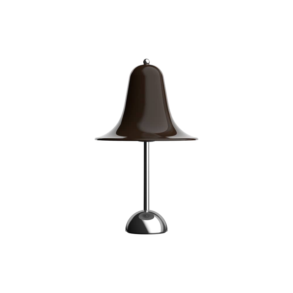 Lampe de table Pantop métal marron / Ø 23 cm - Verner Panton (1980) - Verpan - Brun profond / Pied chromé - Métal chromé, Métal laqué