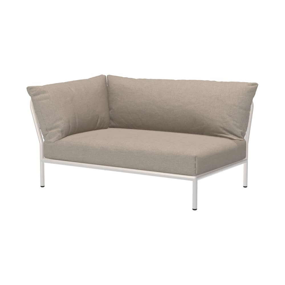 Level 2 2-seater outdoor sofa textile beige / Extra-soft backrest - Left corner - L 139 x D 92.5 cm - Houe - Beige white - Polyurethane foam, Powder coated steel, Sunbrella Heritage fabric