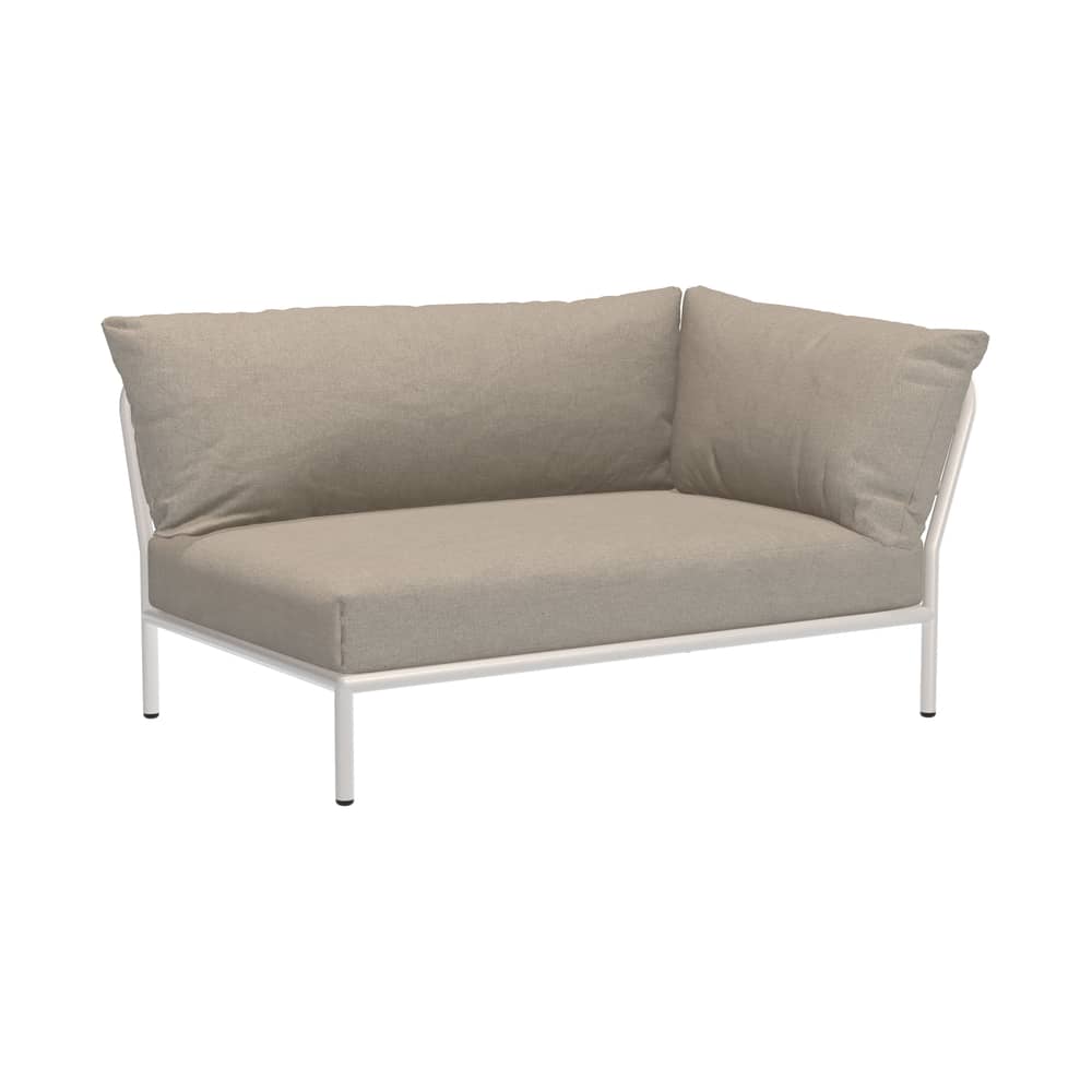 Level 2 2-seater outdoor sofa textile beige / Extra-soft backrest - Right corner - L 139 x D 92.5 cm - Houe - Beige white - Polyurethane foam, Powder coated steel, Sunbrella Heritage fabric