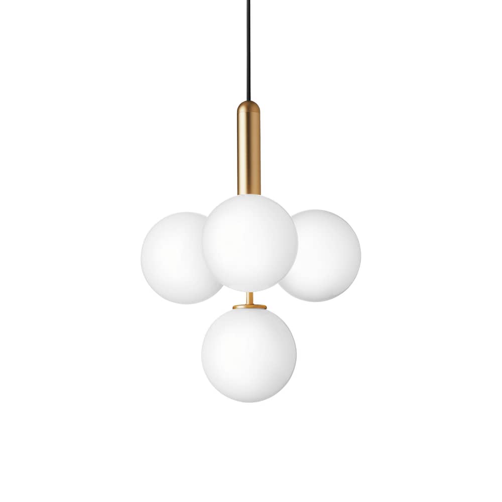 Miira 4 Pendant glass gold / Ø 38 cm - NUURA - Gold / Opal white - Aluminium, Mouth blown glass