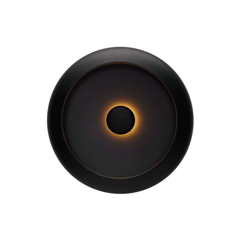 Oloha Medium Outdoor wall light metal black / Wireless lamp - Ø 30 cm - Fatboy - Black & White - ABS, Silicone, Thermolacquered aluminium