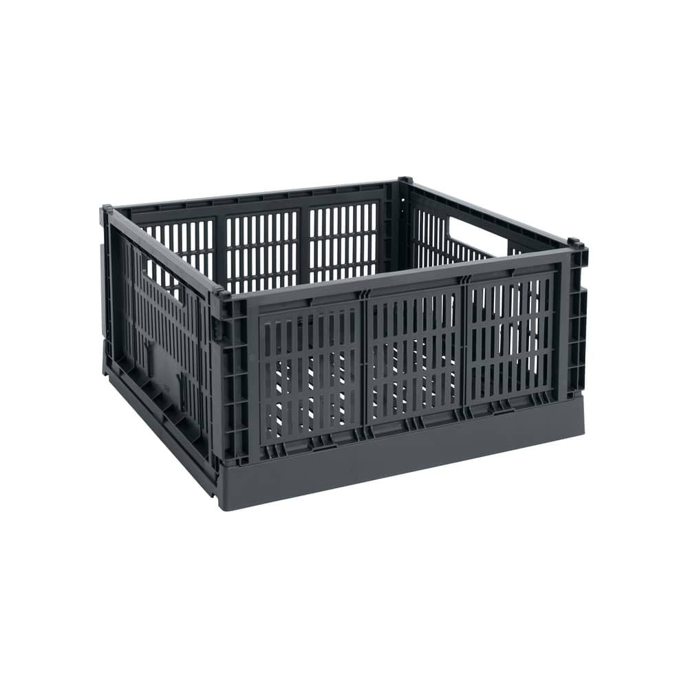 Panier Colour Crate plastique gris Large Square / 42 x 42 cm - Recyclé / Seconde vie - Hay - Charbon - Polypropylène recyclé