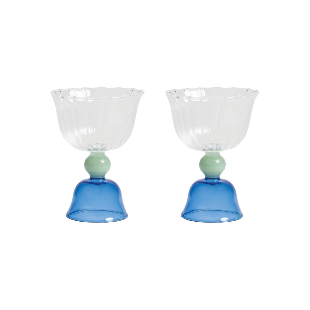 Bicchiere da vino Tulip vetro blu / Set di 2 - 20 cl - & klevering - Blu - Vetro