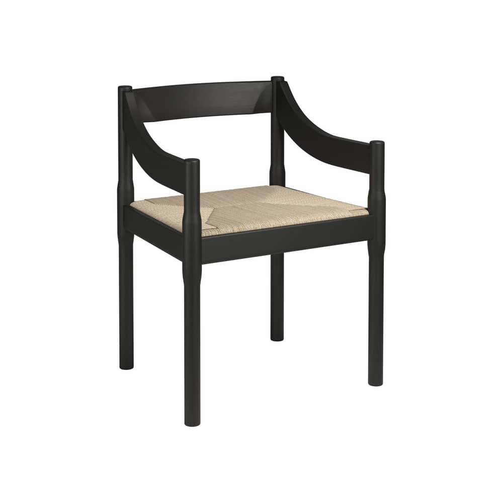 Poltrona Carimate legno nero / Vico Magistretti, 1959 - Fritz Hansen - Frassino nero / Seduta naturale - , Frassino massello laccato