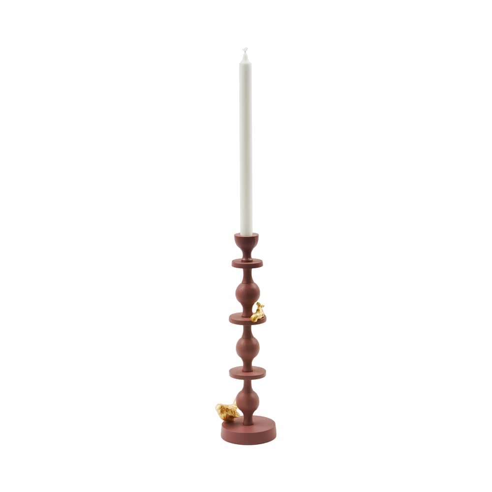 Portacandela Climbing Pole Large metallo viola / H 37 cm - Pols Potten - Viola scuro - Alluminio