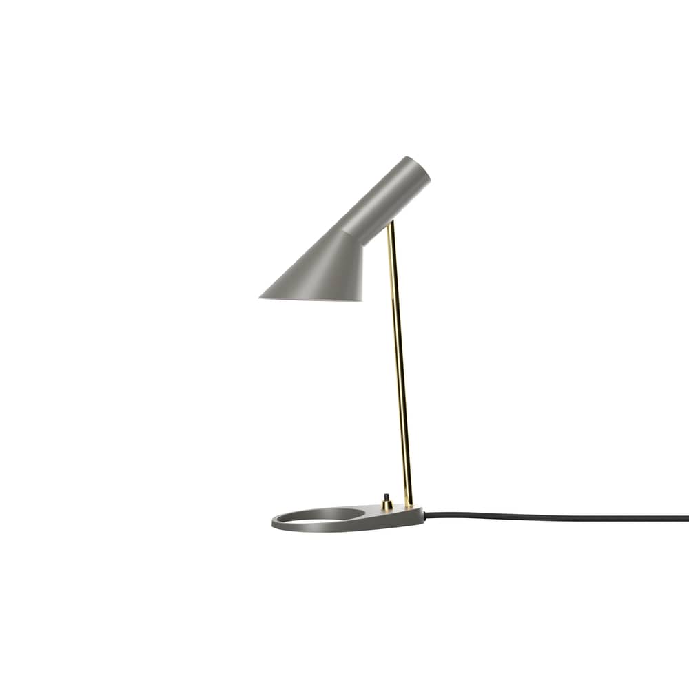 AJ Mini Table lamp metal grey / H 43 cm - Swivel / Arne Jacobsen, 1957 - Louis Poulsen - Hot grey / Brass - Brass, Spun steel, Zinc
