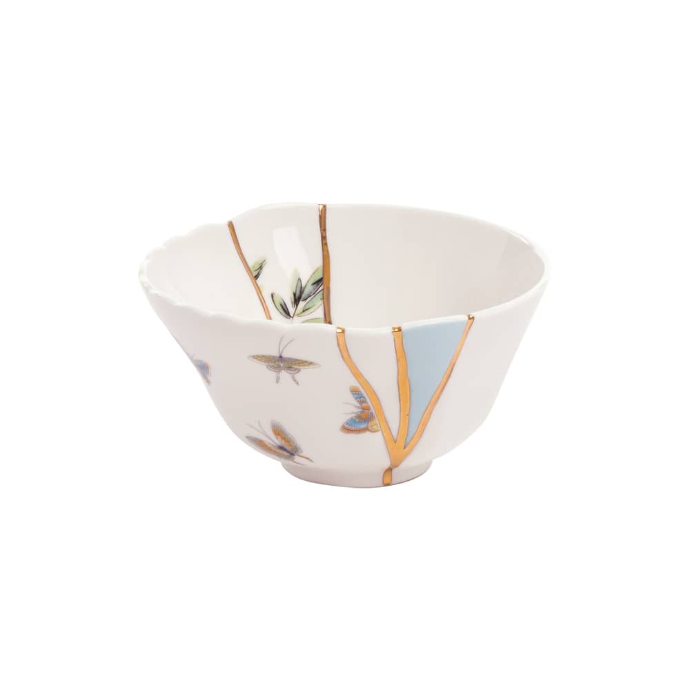 Bol Kintsugi céramique blanc / or fin - Seletti - Blanc & or / Motifs multicolores - Or, Porcelaine