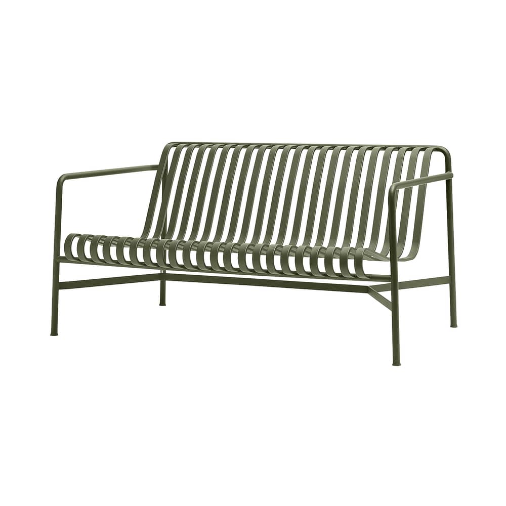 Canapé de jardin 2 places Palissade Lounge métal vert / L 139 cm - Bouroullec, 2016 - Hay - Canapé / Vert olive - Acier laqué époxy