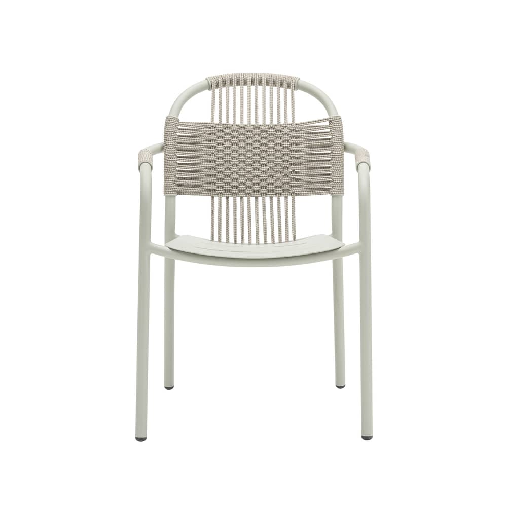 Cleo Stackable armchair plastic material green / Polypropylene rope - Vincent Sheppard - Sage green - Polypropylene rope, Thermolacquered aluminium