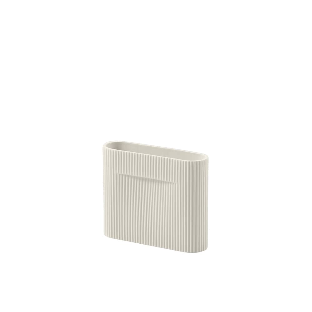 Vase Ridge Small céramique blanc beige / H 16,5 cm - Muuto - Blanc cassé - Faïence