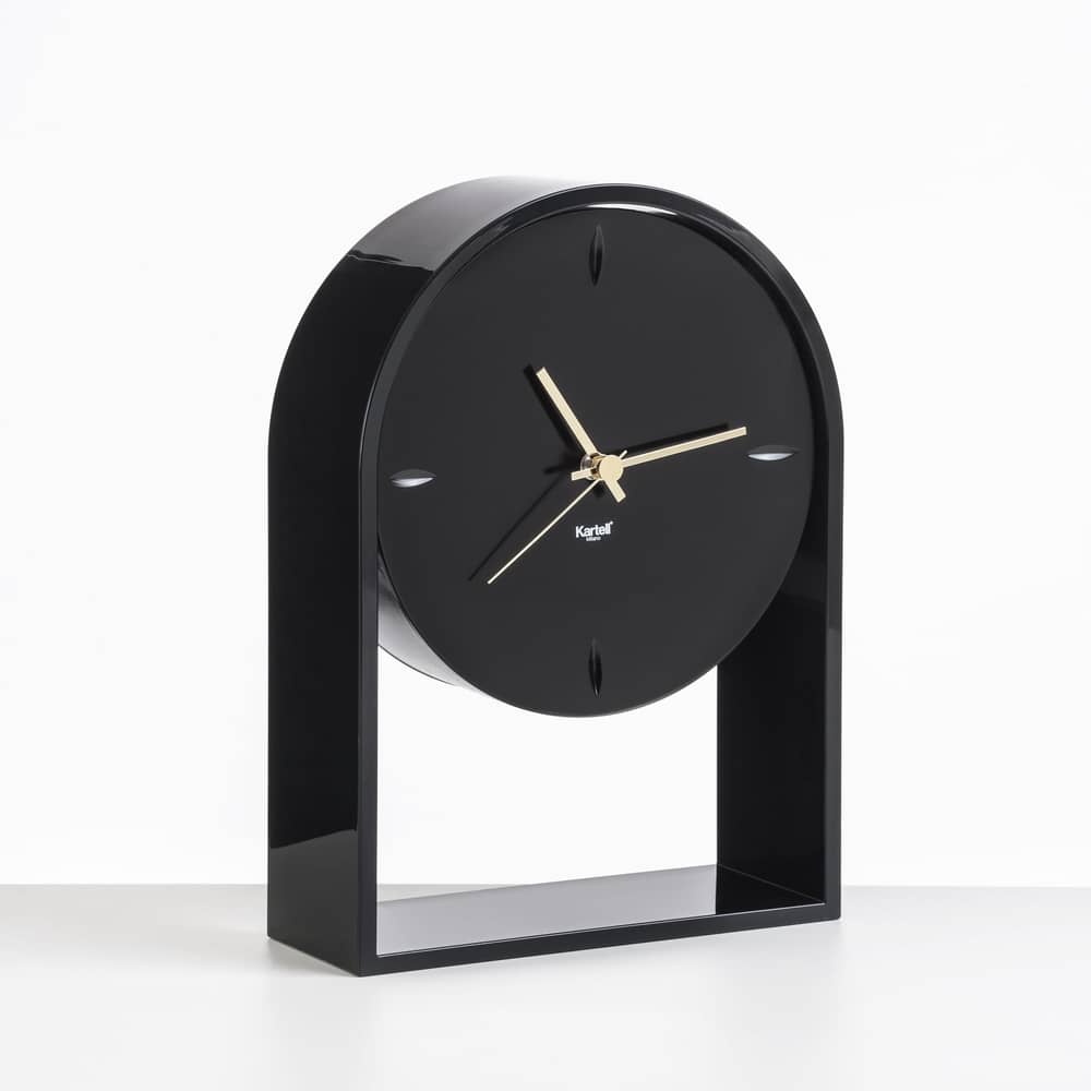 L\'Air du temps Desk clock plastic material black / H 30 cm - Kartell - Black / Black - Thermoplastic technopolymer