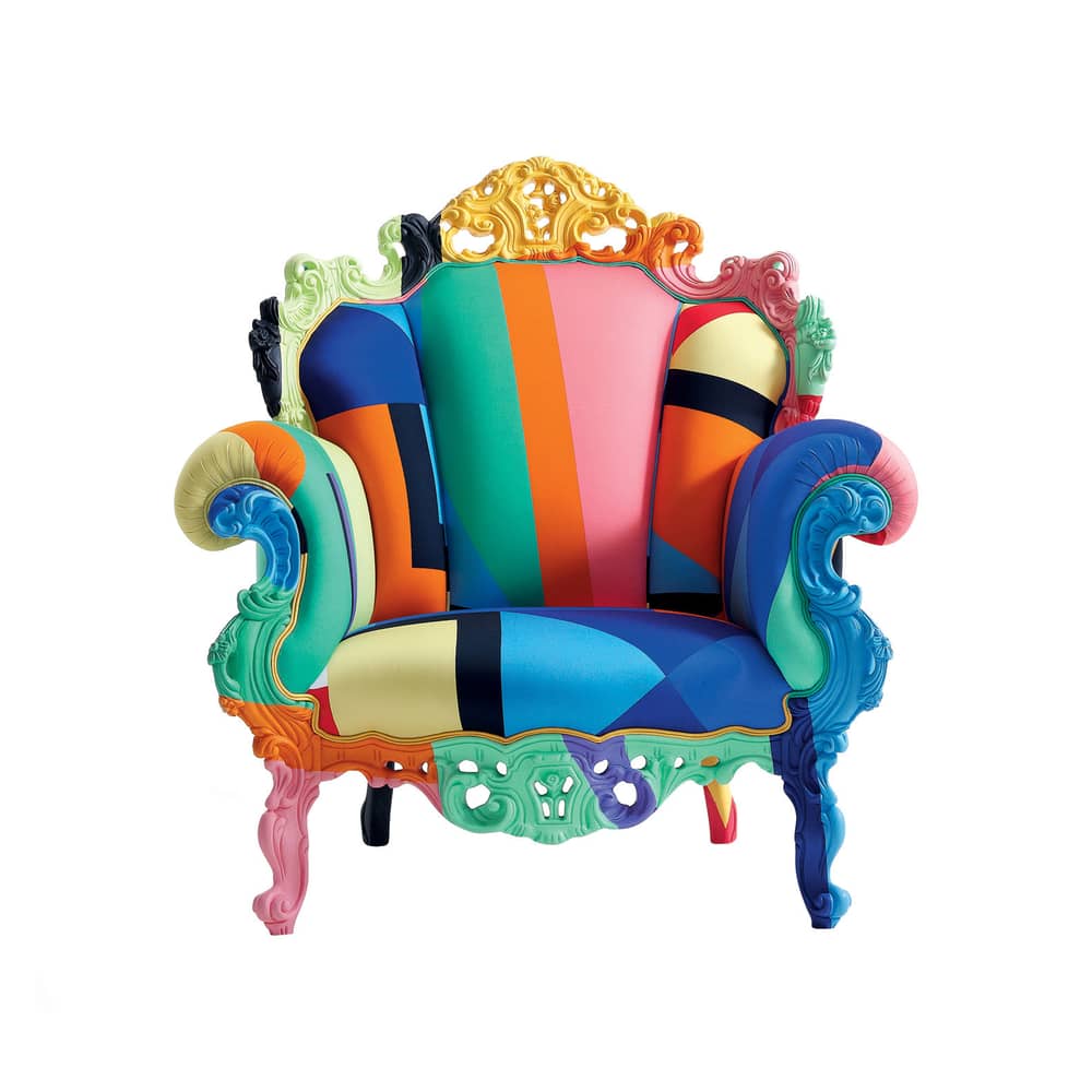 Fauteuil rembourré Proust Geometrica / Alessandro Mendini, 1978-2009 - Cappellini - Multicolore - Hêtre massif, Polyuréthane expansé, Tissu