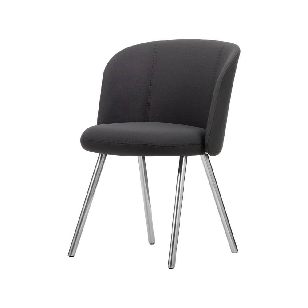 Gepolsterter Stuhl Mikado textil schwarz / Füße Metall - Vitra - Schwarz (Stoff Plano) / Poliertes Aluminium - Plano-Stoff, poliertes Aluminium, Polyurethan-Schaum, Recyceltes Polypropylen