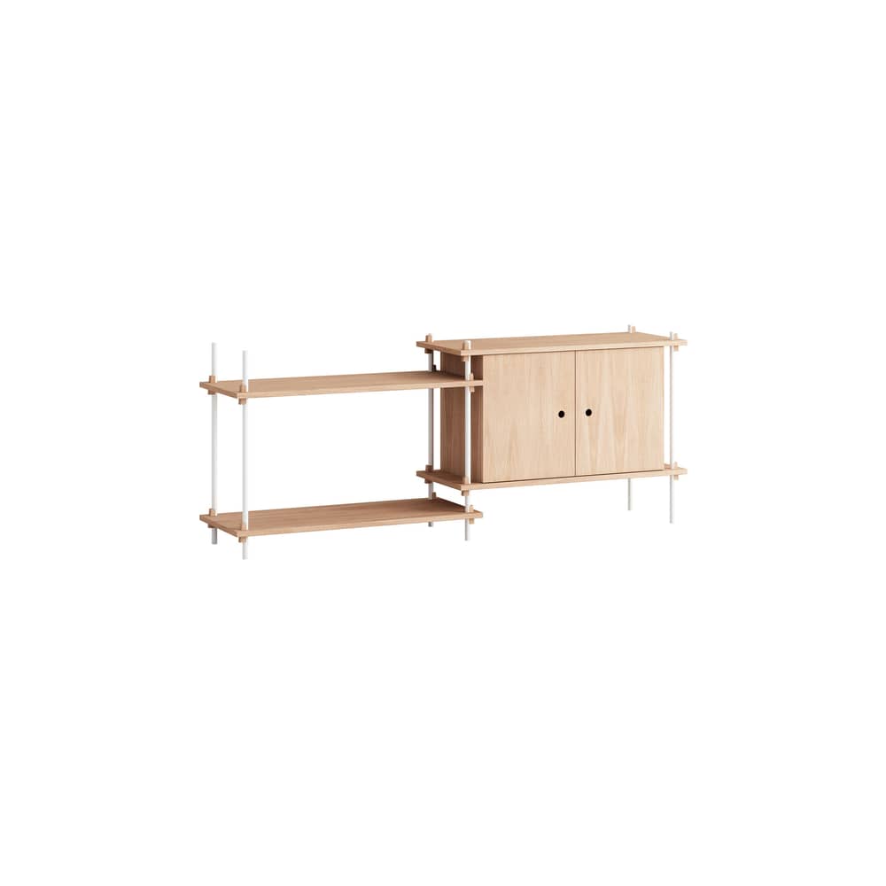 Scaffale Shelving System – s.65.2.C legno naturale / L 162 x H 65 x P 35 cm - MOEBE - Rovere naturale / Bianco - Acciaio, MDF impiallacciato rovere