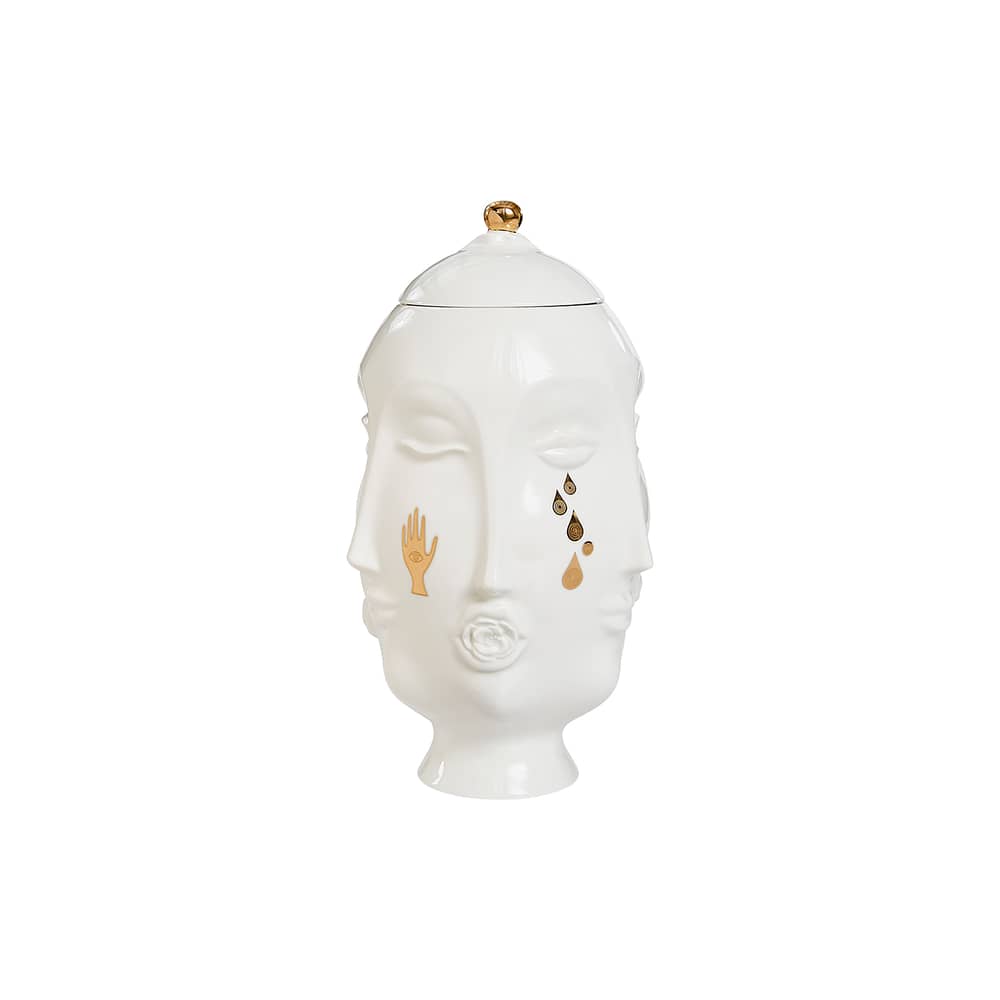 Vaso Gilded Muse frida ceramica bianco oro / Ø 24 x H 31 cm - Con coperchio - Jonathan Adler - Oro & bianco - Porcellana