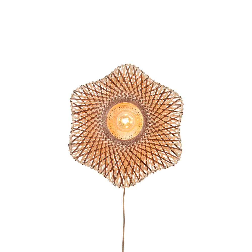 Applique avec prise Madura / Ø 44 cm - Bambou - GOOD&MOJO - / Ø 44 cm - Marron & naturel - Bambou, Fer