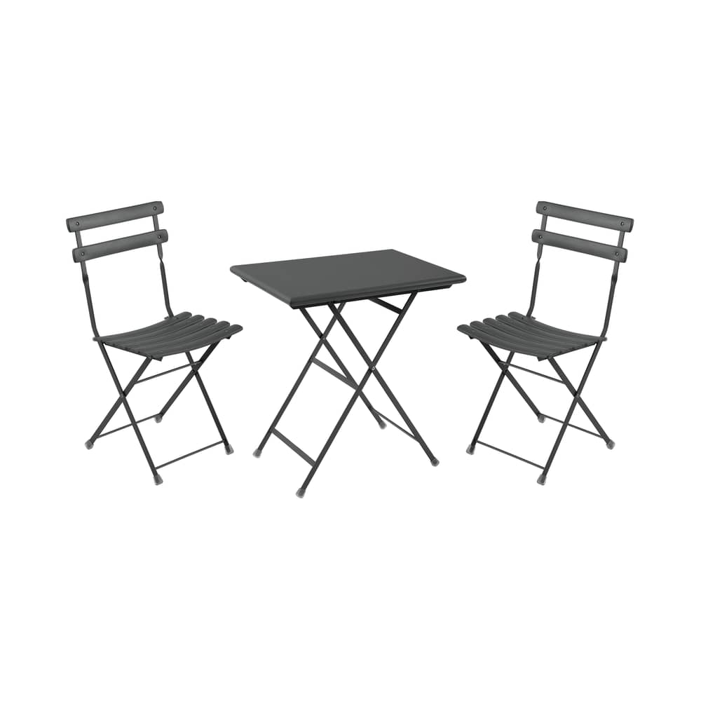 Tisch und Sitzgarnitur Arc en Ciel metall braun Set aus 2 Stühlen + 1 Tisch (70 x 50 cm) - Emu - Eisen (dunkel) - gefirnister Stahl