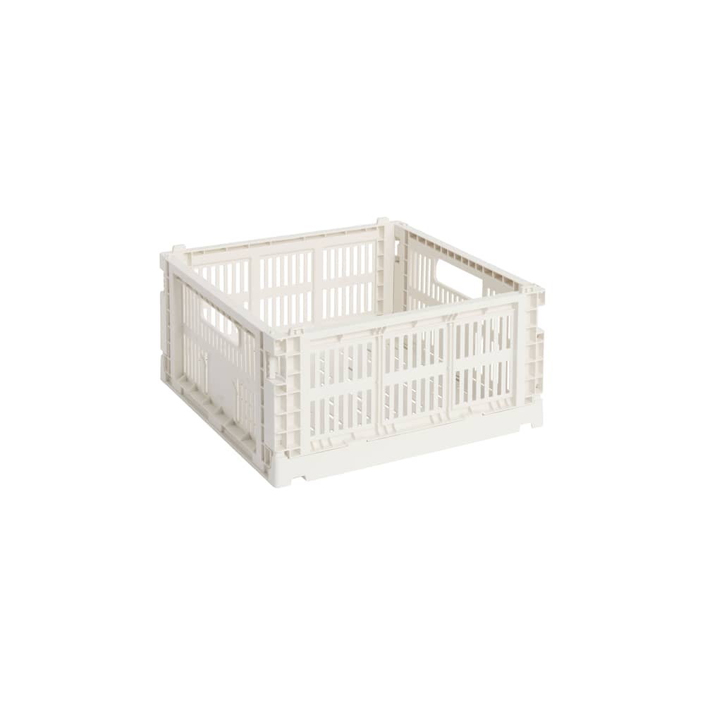 Colour Crate Basket plastic material white Medium Square / 29.5 x 29.5 cm - Hay - Off white - Recycled polypropylene