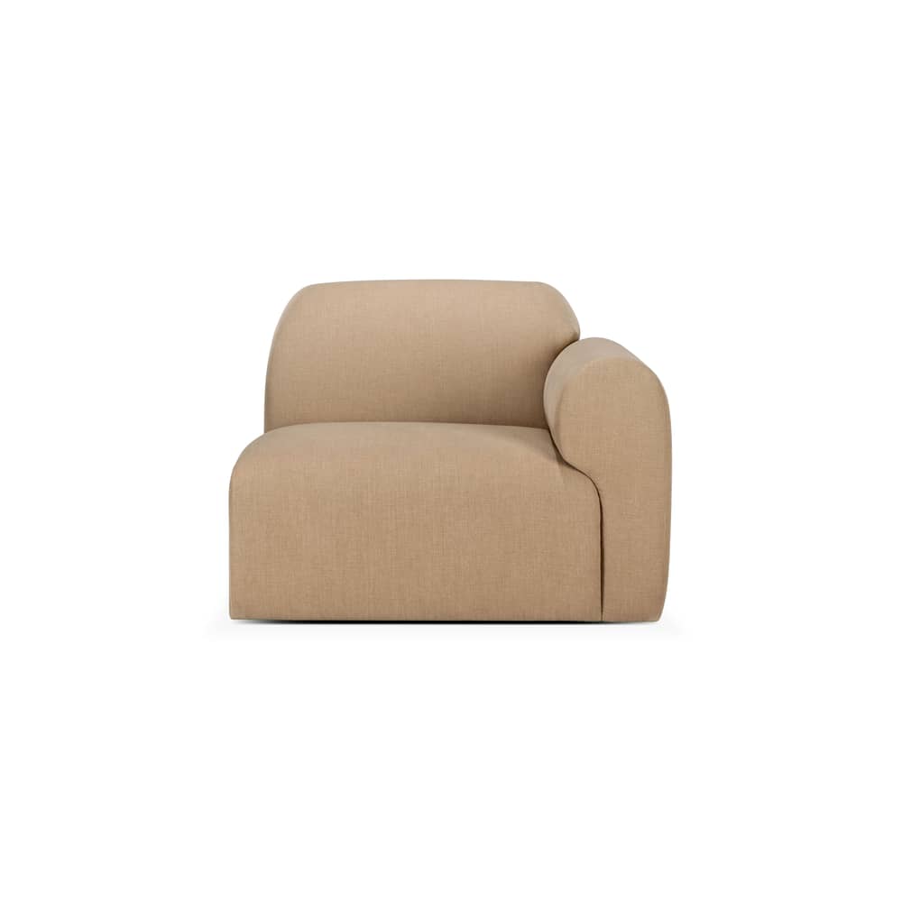 Canapé modulable Bulky / Module accoudoir gauche - Ethnicraft - Accoudoir gauche / Beige Sepia clair - Bois, Fibre, Mousse PU haute densité, Tissu