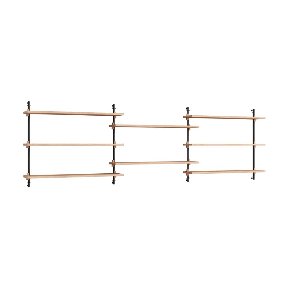 Étagère Wall Shelving – ws.65.3 bois naturel / L 239 x H 65 x Prof. 17,5 cm - MOEBE - Chêne naturel / Noir - Acier, MDF placage chêne