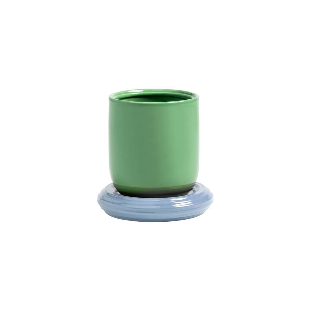 Pot de fleurs Churros céramique vert / Ø 14.5 x H 15 cm - & klevering - Vert & bleu - Grès