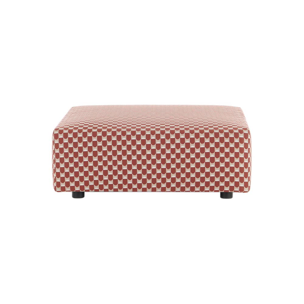 Pouf d\'extérieur Plastics OUTDOOR x Liberty tissu rouge / 88 x 88 x H 30 cm - Kartell - Rouille (Liberty Obi Check) - Polyuréthane expansé, Tissu outdoor