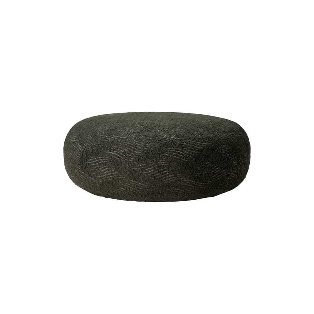 Pouf Orb / Ø 92 cm - Tissu bouclé jacquard - Ethnicraft - tissu bouclé jacquard / Vert forêt - Mousse haute densité, Tissu bouclé jacquard