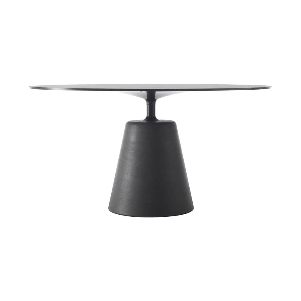 Rock INDOOR Round table glass grey / Ø 140 cm - Glass Tray - MDF Italia - Smoked glass / Charcoal grey concrete Base, legs - Concrete, Glass