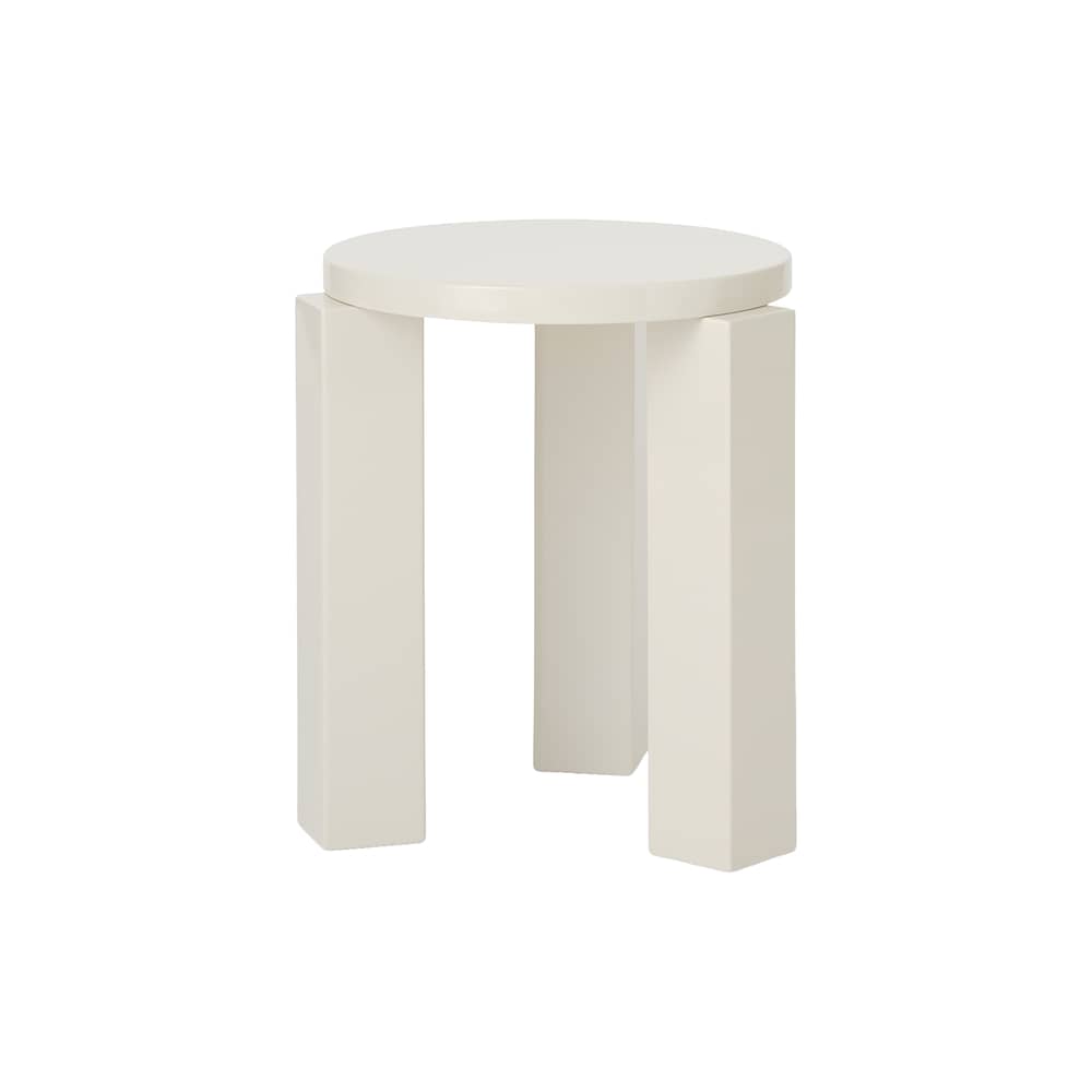 Tabouret Atlas bois blanc / Rond - NEW WORKS - Crème - MDF laqué