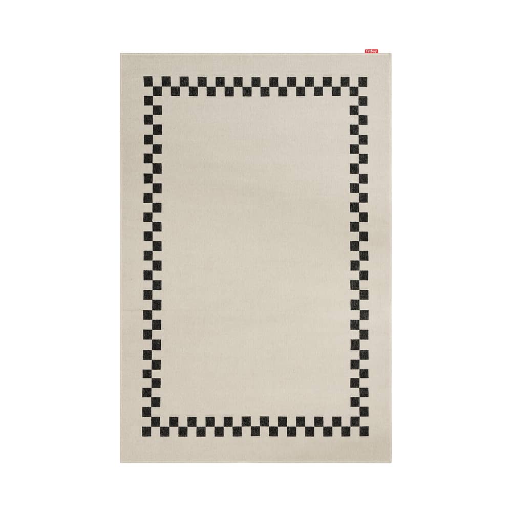 Tapis d\'extérieur Carpretty Petit / 230 x 160 cm - Fatboy - Check Border / Crème & anthracite - Polypropylène tissé
