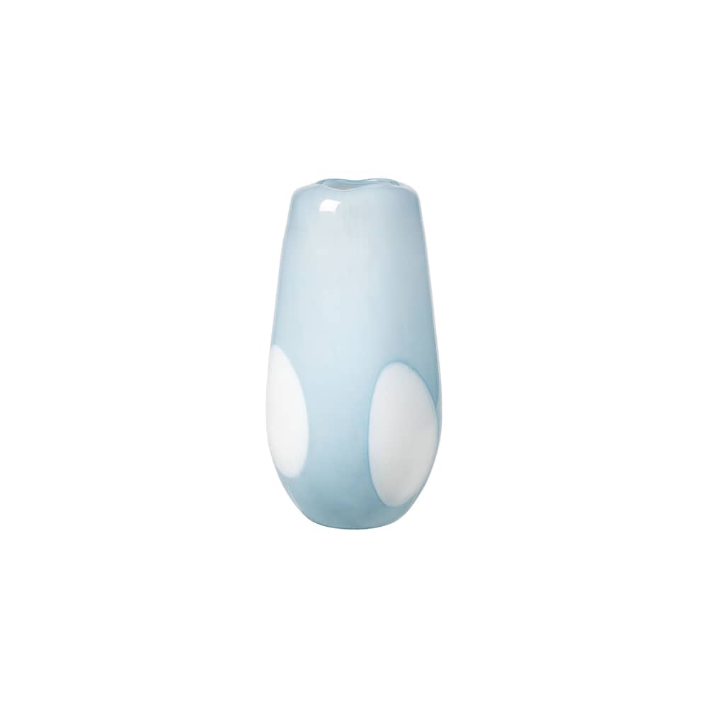 Vase Adat Dot verre bleu / Ø 19,5 x H 37 cm - Soufflé bouche - BROSTE COPENHAGEN - Bleu - Verre soufflé bouche