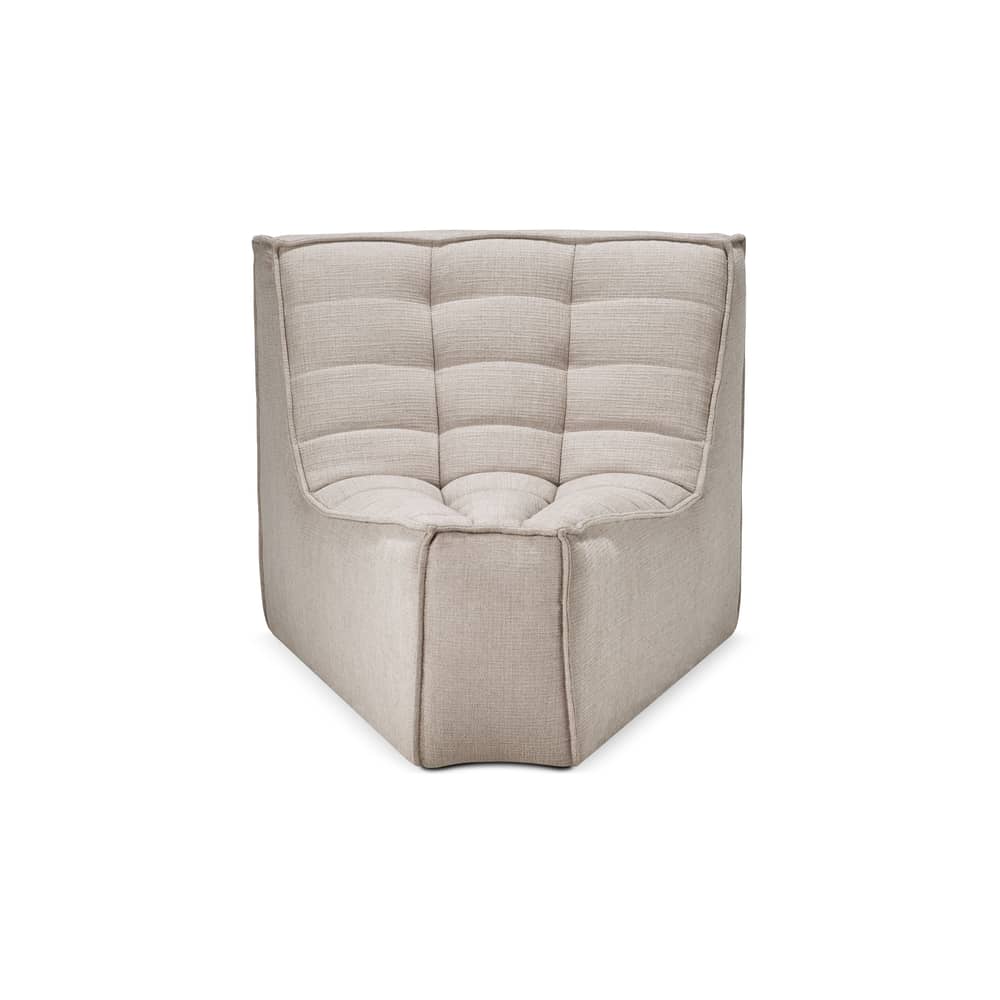 Canapé modulable N701 tissu beige / Module d\'angle arrondi 45° - Ethnicraft - Beige (tissu standard) - Bois, Mousse PU haute densité, Tissu