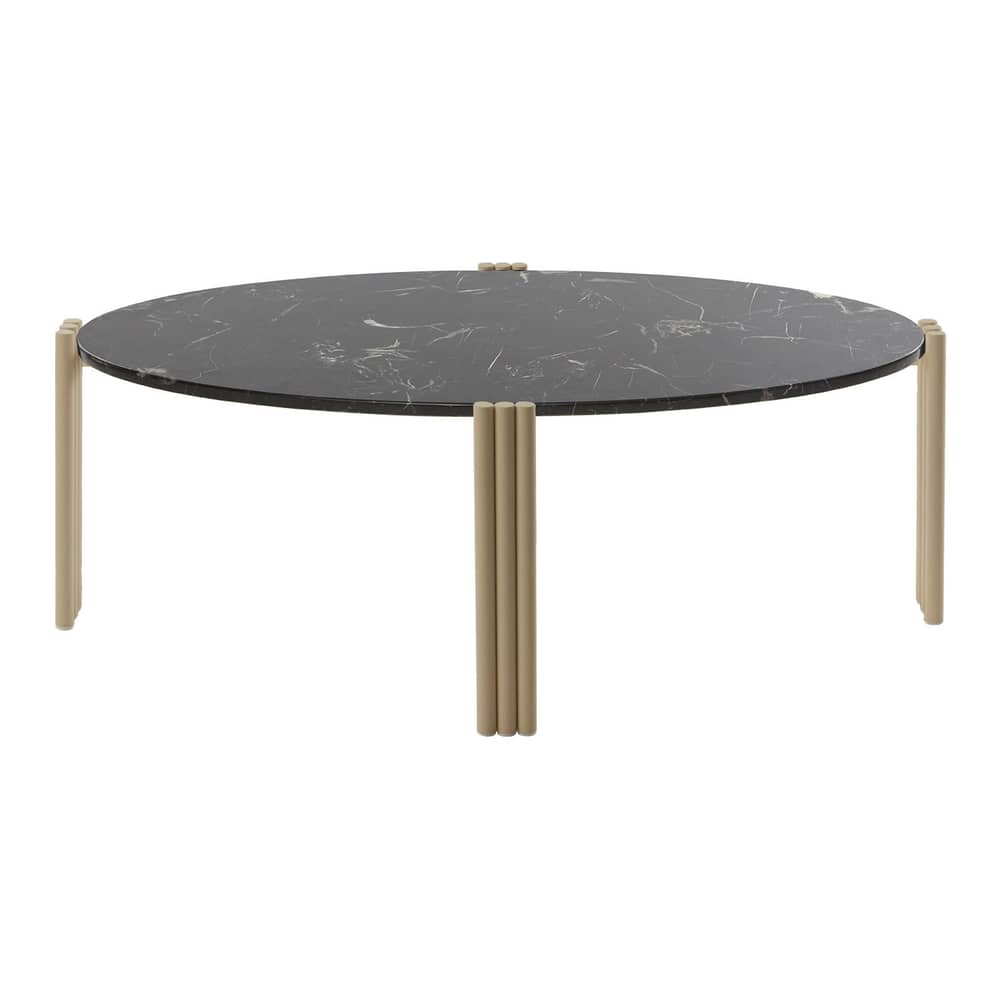 Couchtisch Tribus stein schwarz / Marmor - 92 x 47 x H 35 cm - AYTM - Schwarzer Marmor / Sandfarben - Marmor, Stahl