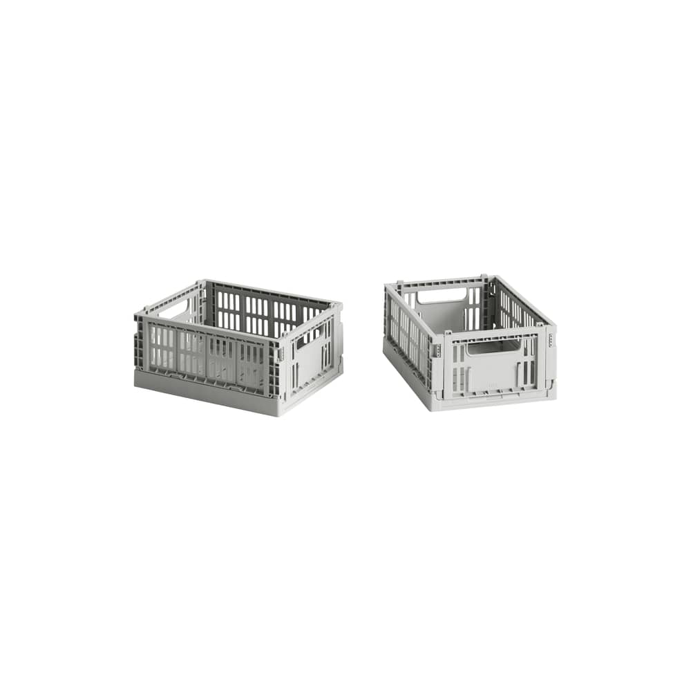Lot de 2 paniers Colour Crate MINI plastique gris  / 17 x 13 cm - Recyclé - Hay - Gris clair - Polypropylène recyclé