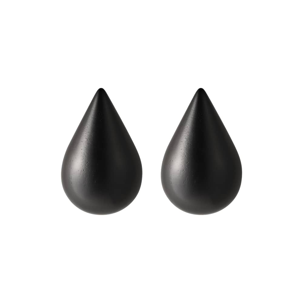 Set de 2 patères Dropit Small bois / H 7,7 cm - Normann Copenhagen - Noir - Small / H 7,7 cm - Bois peint