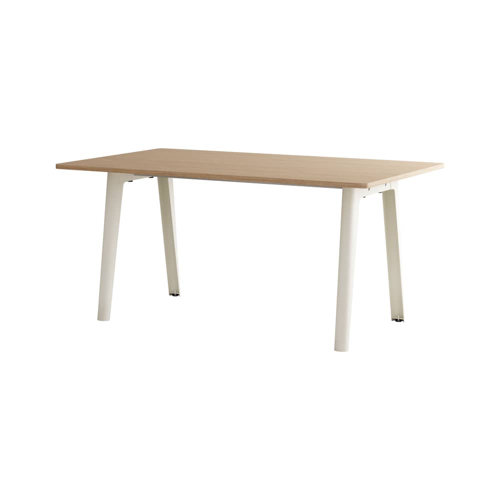 rechteckiger Tisch New Modern holz weiß / 160 x 95 cm - Eiche öko-zertifiziert / 6 bis 8 Personen - TIPTOE - Eiche / Cremeweiße Füße - Massive Tanne mit Eichenfurnier, thermolackierter Stahl
