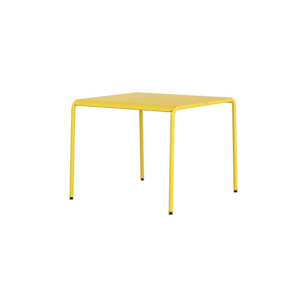 Table carrée Panorama métal jaune / 90 x 90 cm - 2 places - TIPTOE - Jaune Soleil - Acier thermolaqué