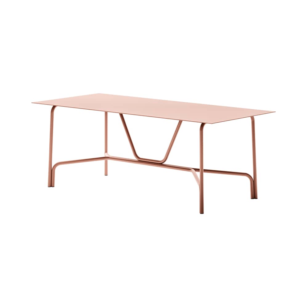 Table rectangulaire Salo métal orange / 203 x 90 cm - Unopiu - Terracotta - Aluminium